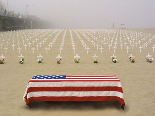 Arlington West Memorial at Santa Monica Beach, California